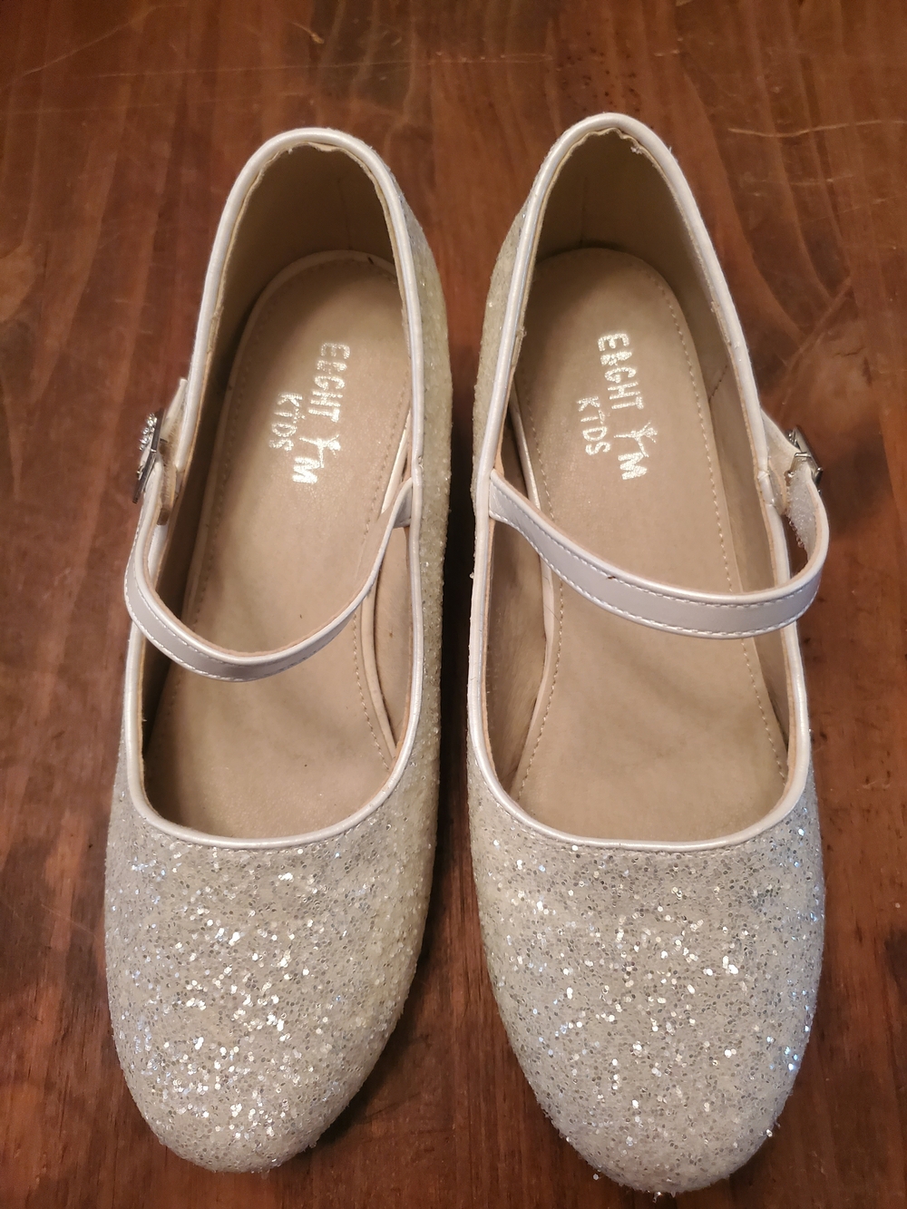 Girls Glitter Mary Jane Dress Shoes in Champagne